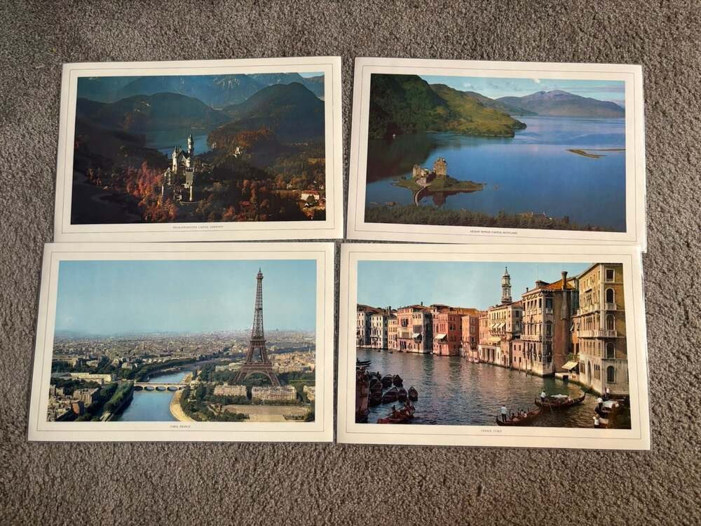 Vintage Placemat Menus Paris Venice Scotland Germany Stockholm Neuschwanstein